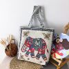 Retro knitted one-shoulder bag, backpack, ethnic cloth, with embroidery, ethnic style