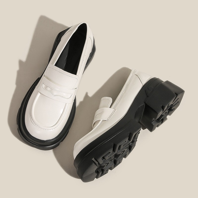 Leather version~2026 new British-style JK chunky-heeled platform loafers, casual college shoes, small leather shoes for women Leather version~2026 new British-style JK chunky-heeled platform loafers, casual college shoes, small leather shoes for women