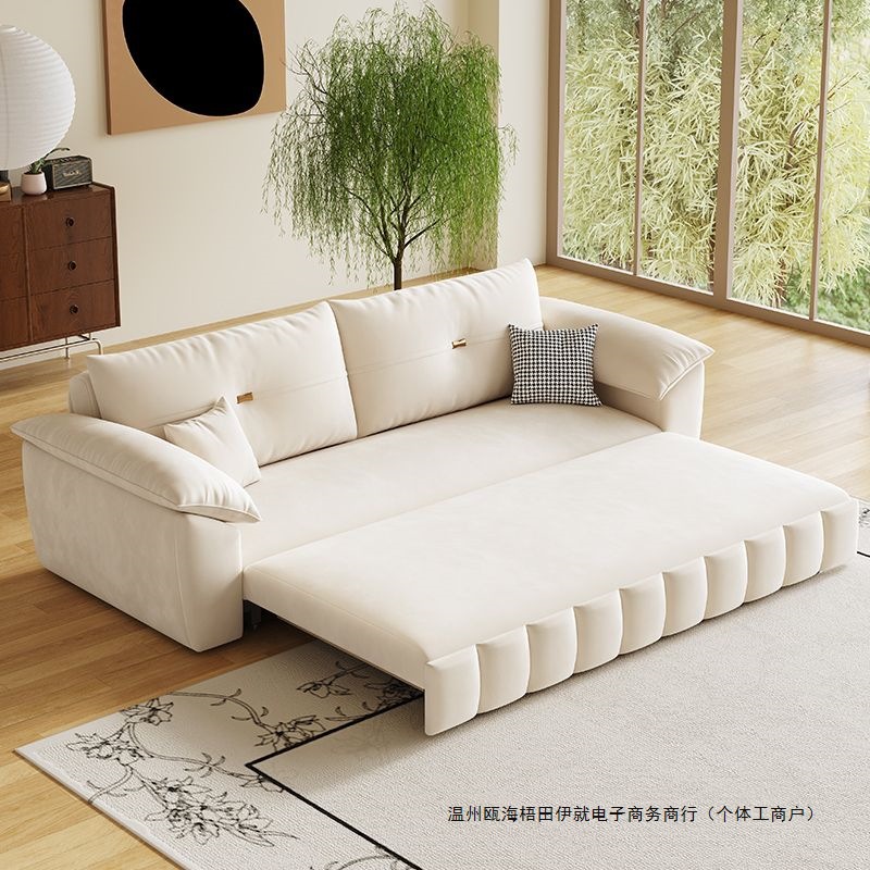 New Removable and Washable Velvet Multifunctional Small Apartment Sliding Sofa Bed, Retractable as a Bed, Dual-Purpose and Storage