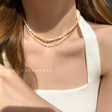 高級感米珠串珠項鏈2022年新款女輕奢小眾甜酷珍珠頸鏈鎖骨鏈配飾