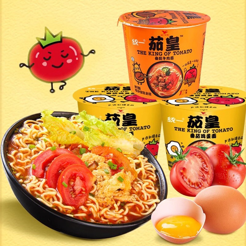 Unified Tomato Emperor Instant Noodles Tomato Egg Noodles Tomato Beef Noodles Instant Noodles Convenient Fast Food Late Night Snack Internet Cafe Instant Noodles