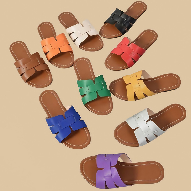 In-Stock Women's Slip-On Sandals Popular on Shein, Amazon, Cross-Border Trade, Aliexpress, H-Style Flat Sandals, Temu