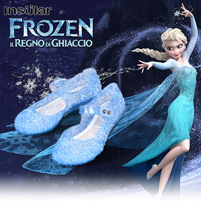 Children's Sandals Summer Girls Children's Velcro High Heels Frozen Soft Sole Princess Aisha Shoes Wholesale