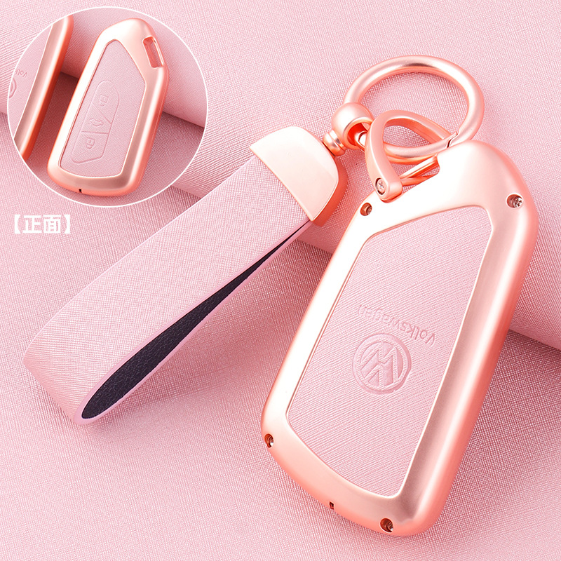 ZH 폭스바겐 D 모델 [로즈 골드-핑크 가죽] 메탈 쉘 + 초승달 가죽 버클