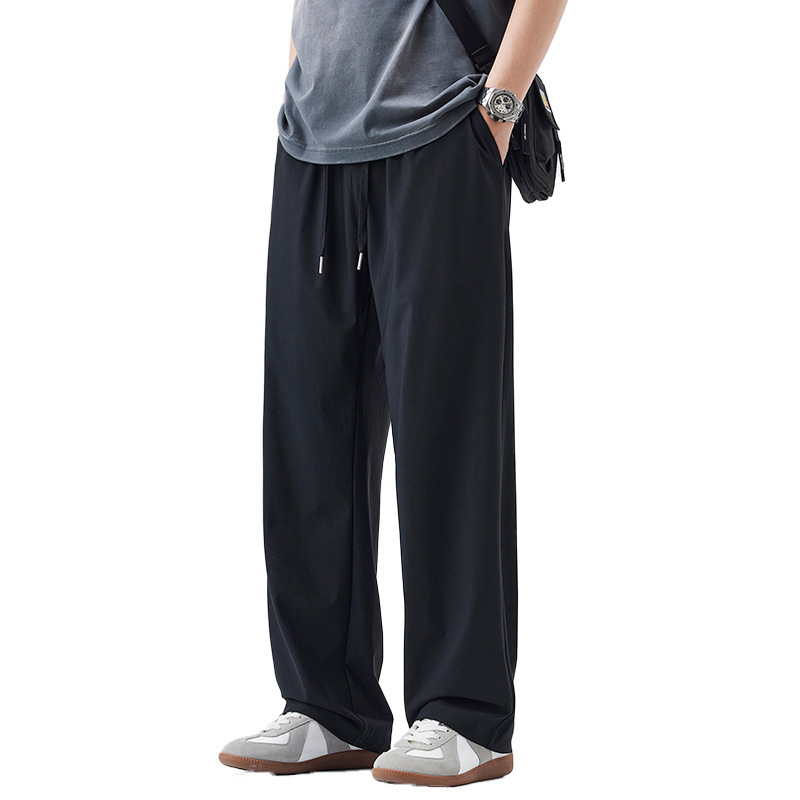 尚谷メンズパンツ 初秋薄手メンズアイスシルクドレープストレートパンツ ドレープワイドレッグ万能トレンドカジュアルロングパンツ|undefined