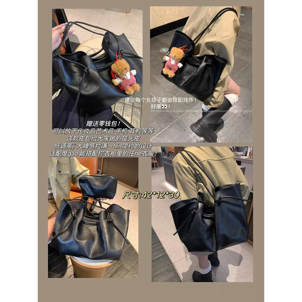 Luxury Vintage Lace-up Tote Bag for Women 2025 Autumn/Winter Large Capacity PU Leather Shoulder Bag Fashion Handbag - Thumbnail 5