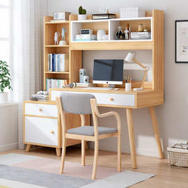 台式电脑桌书桌书架一体家用学生简约简易写字租房卧室书房小桌子