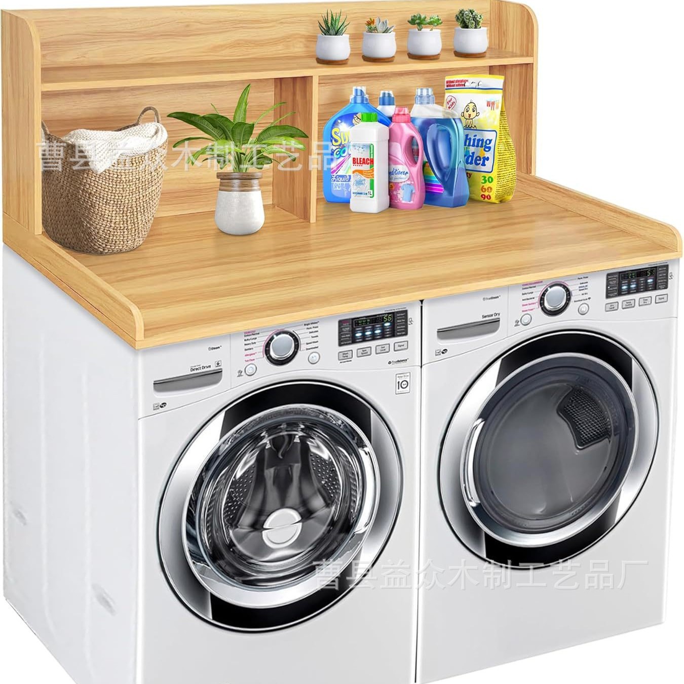 목재 세탁기 상단 커버 카운터 상단 보관 랙 세탁실 용품 정리 랙 건조기 상단 세탁 세제 랙
