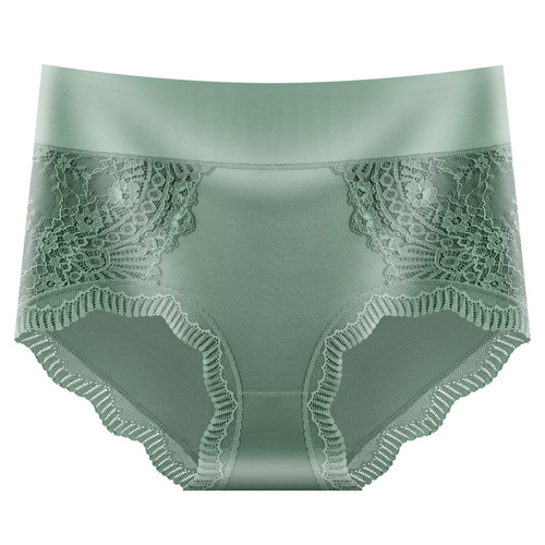 New lace palace style underwear for women antibacterial pure cotton crotch sexy mid-high waist large size breathable women's briefs