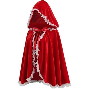 Red Halloween cape short cape ruffled lace pleated lace hooded shawl cross-border hair generation