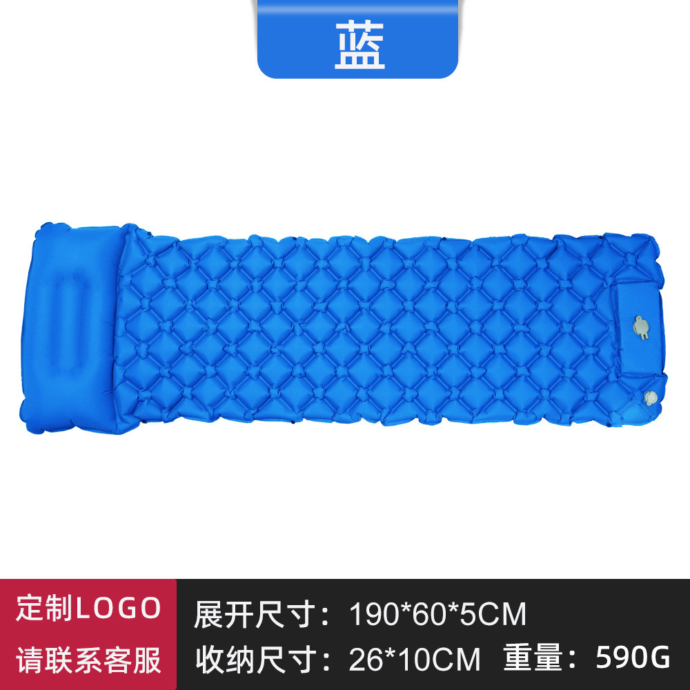 Cross-border direct supply of double-person inflatable sleeping pad with foot pump, TPU moisture-proof outdoor tent camping mattress with integrated pillow
