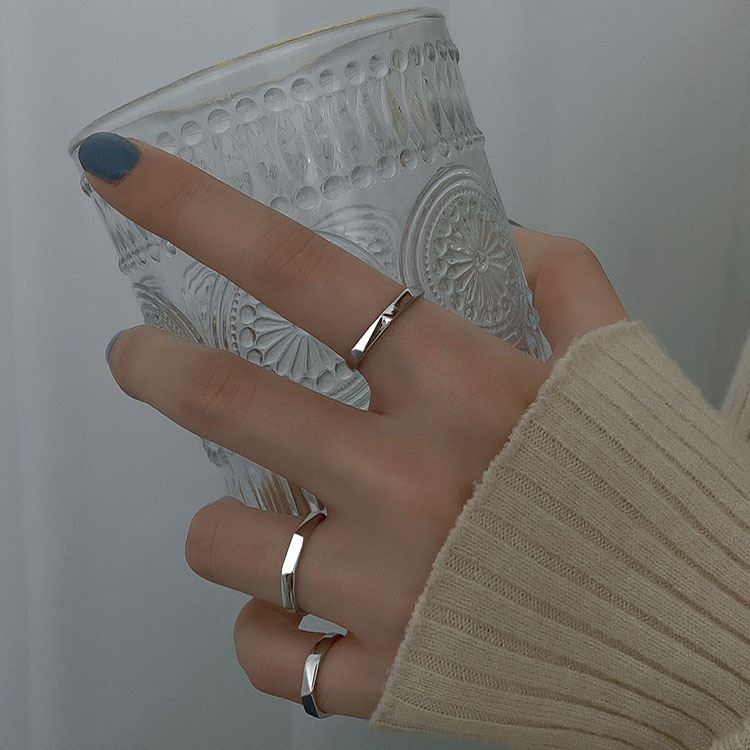 Minimalist Smooth Diamond-shaped Ring Women, Adjustable Open Design, Korean Style, Fresh And Unique, With Irregular_voghion.com