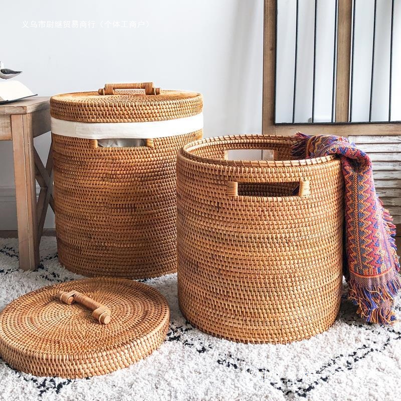 Vietnamese Rattan Dirty Clothes Basket Dirty Clothes Storage Basket Clothing Household Laundry Basket Dirty Clothes Basket Storage Bucket Woven Basket