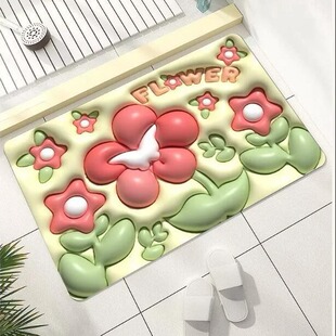 Yiwu Jietai wholesale ins3D small flower bathroom non-slip mat cushion absorbent mat household bathroom