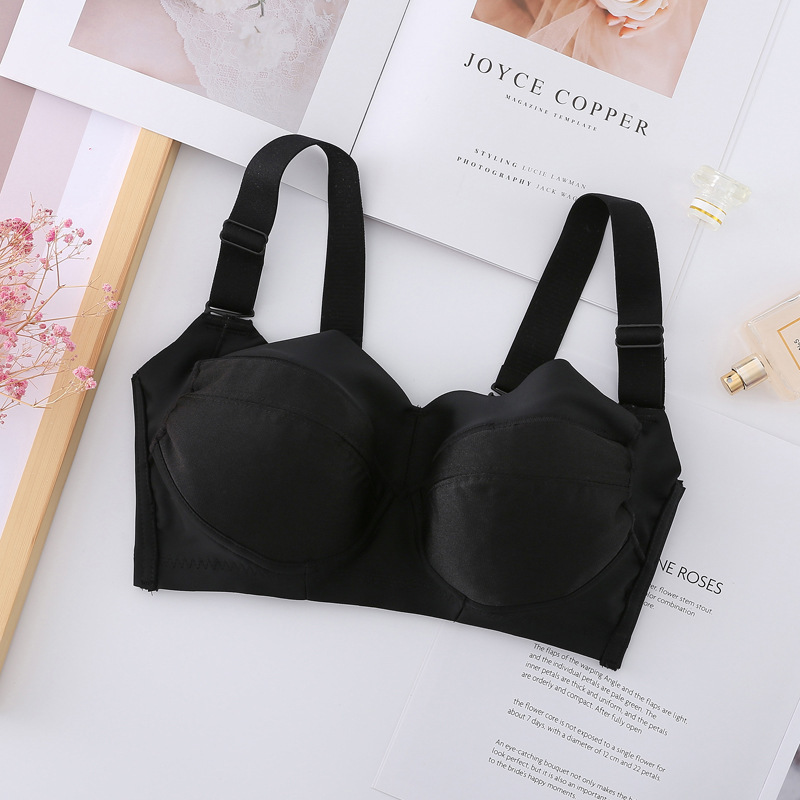 Large Bust Minimizing Full Cup Wireless Bra Plus Size Thin Seamless Underwear Plus Size Push-Up Side Support Bra for Fuller Busts