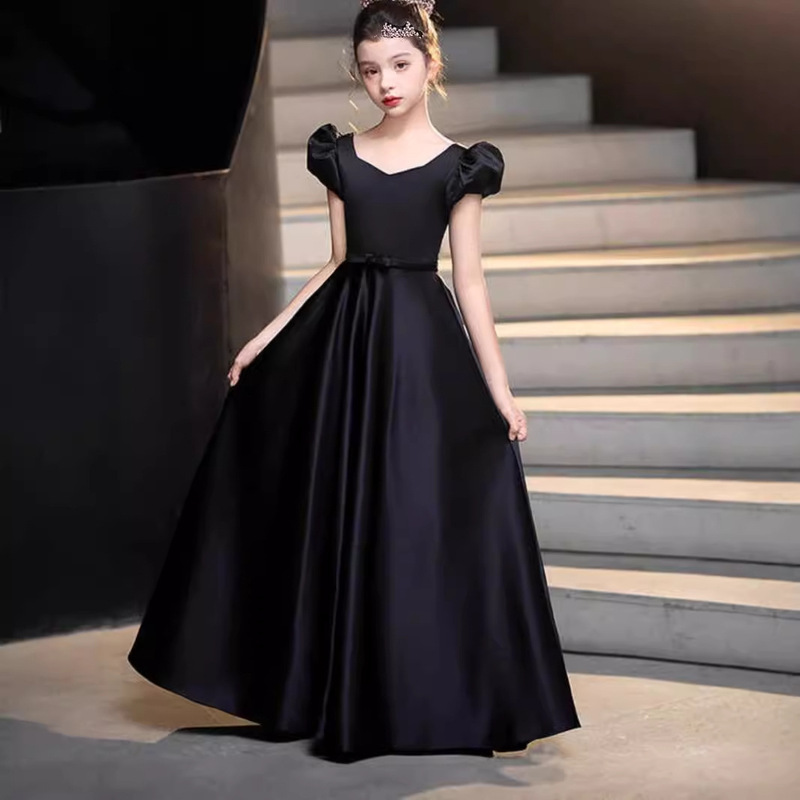 外国貿易子供ドレス、大きな子供用黒ホスト誕生日宴会イブニングドレス、プリンセスドレス、ピアノ演奏ドレス|undefined
