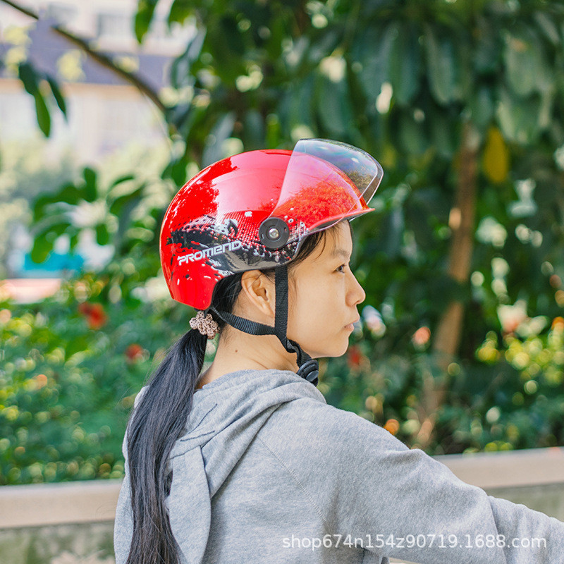 Casco de coche eléctrico con gafas protección solar transpirable seguridad batería coche seguridad casco bicicleta medio casco