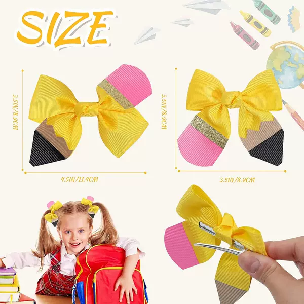 Rib with bow crocodile hairpin European and American hot selling solid color pencil bow headdress flower back-to-school baby headdress