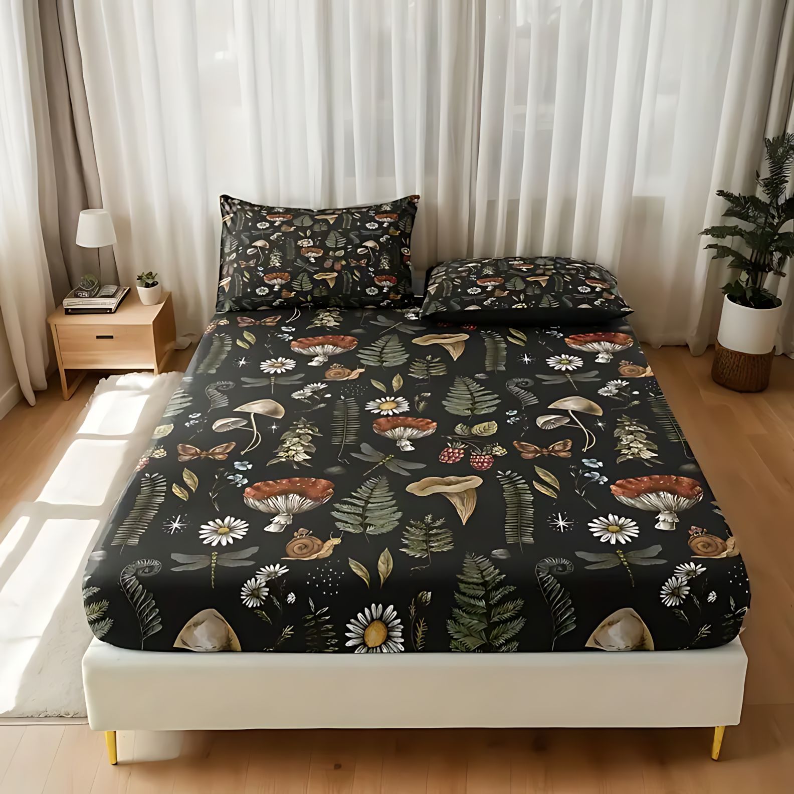 TEMU / JIT transfronterizo impresión digital 3D hongos bosques patrón de cama Kasa Kit fuente de fabricación puede ser fijado