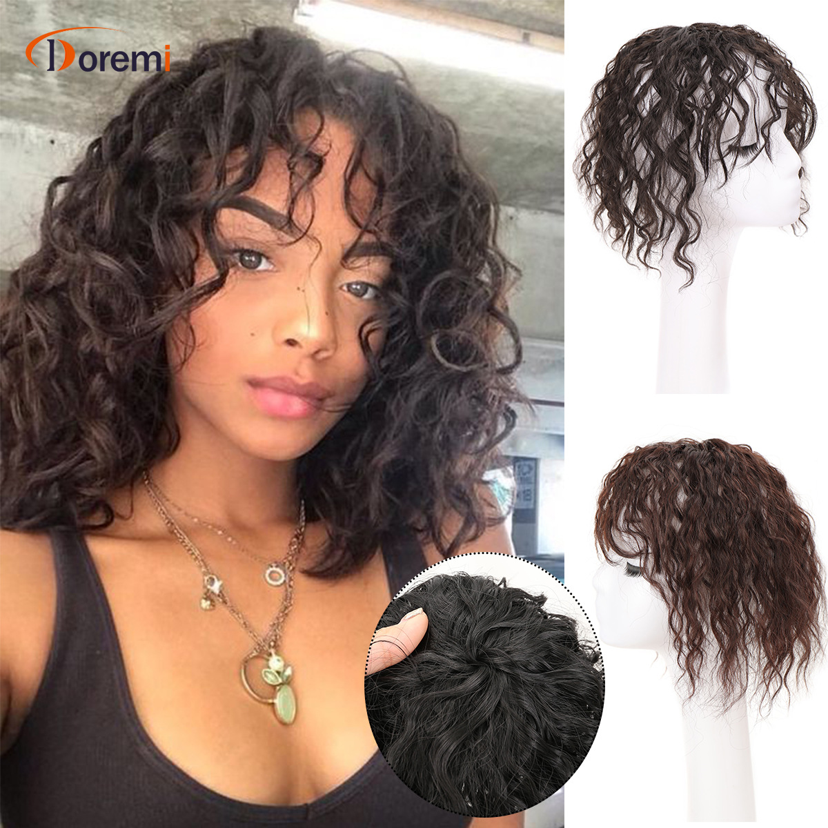 Peruca de cabelo sintético e aplique topper para mulher_voghion.com