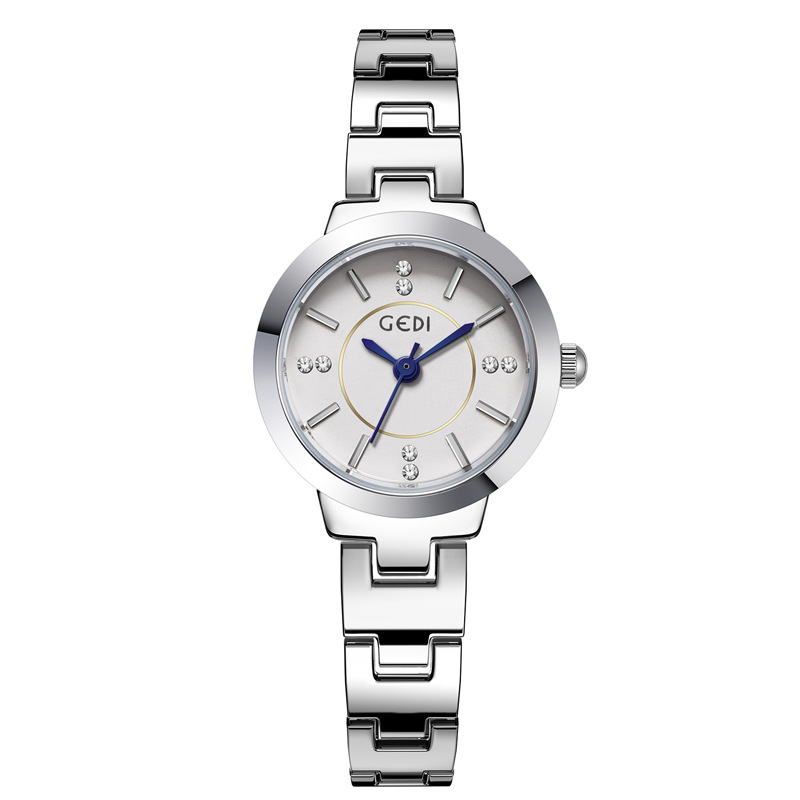 silver shell white plate blue needle