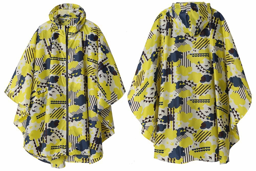 Japon ve Kore moda unisex panço yağmurluk açık bisiklet yürüyüş panço hafif baskılı fermuarlı yağmurluk panço