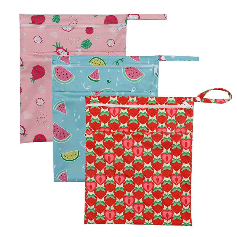 Трансграничный мешок для подгузников 30*36cm детская двойная молния печать водонепроницаемый мешок для подгузников