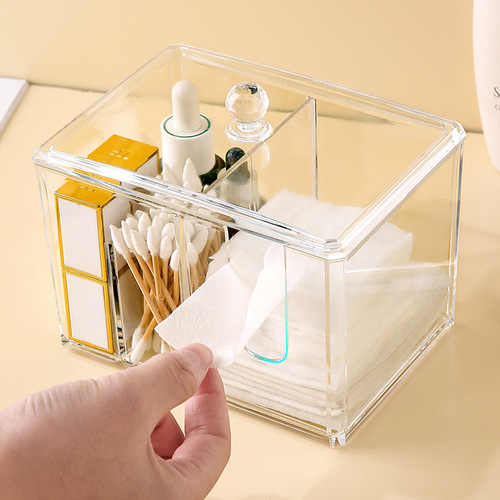 Creative and cute makeup cotton storage box with dustproof cover and transparent cotton swab makeup remover cotton box for home dormitory plastic box