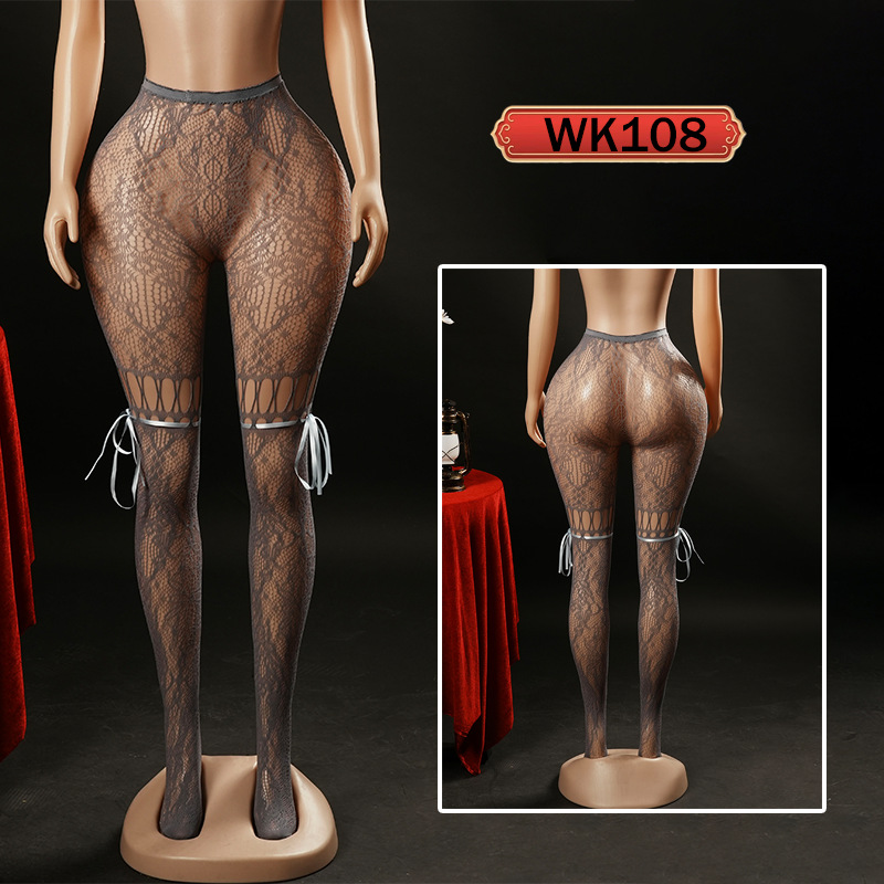 Yue mariposa europea y americana sexy calcetines de red flirteando mujeres transfronterizas sexy uniformes seductoras pantalones de encaje agotados WK108