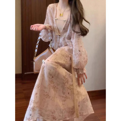春の組み合わせは新しい中国式の婦人服のワンピースのセットです。