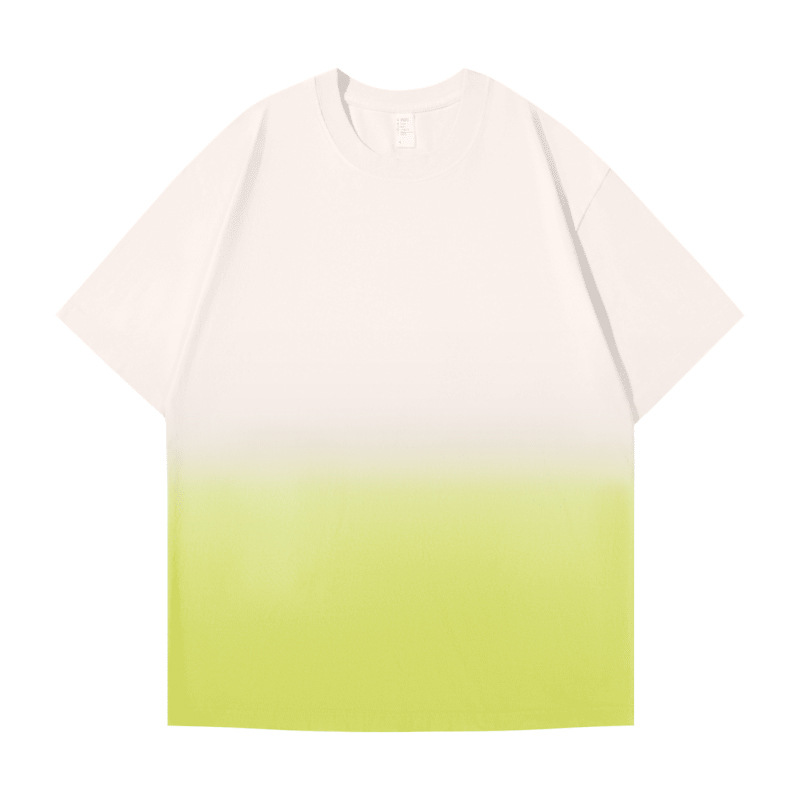 Gradiente de color 250g pesado suelto cuello redondo equipo de trabajo ropa cultural camisa publicidad camisa clase ropa algodón camiseta personalización