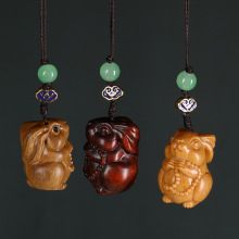 天然紫檀可爱小兔子手机链钥匙扣吊坠生肖兔挂件男女情侣饰品配饰