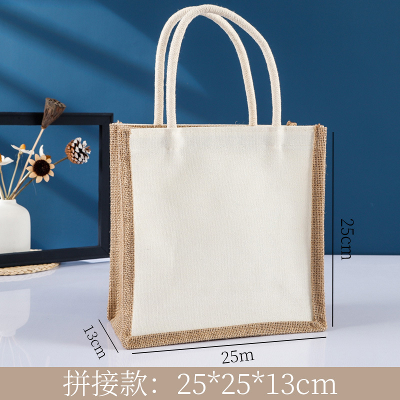 Bolsas de lino personalizadas Renacimiento DIY bolsa de compras de yute Bento impermeable gran capacidad no impresa bolsa de lino image 8