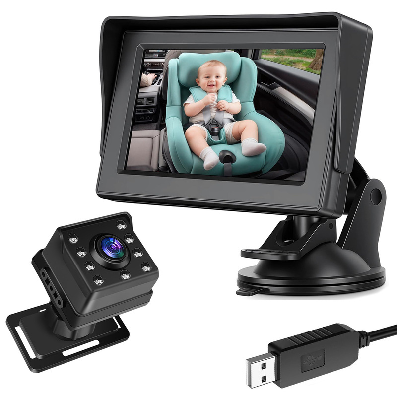 Cross-Border New Product Car-Mounted 4.3inch Baby Monitor Display Hd 1080P High-Definition Infrared Camera