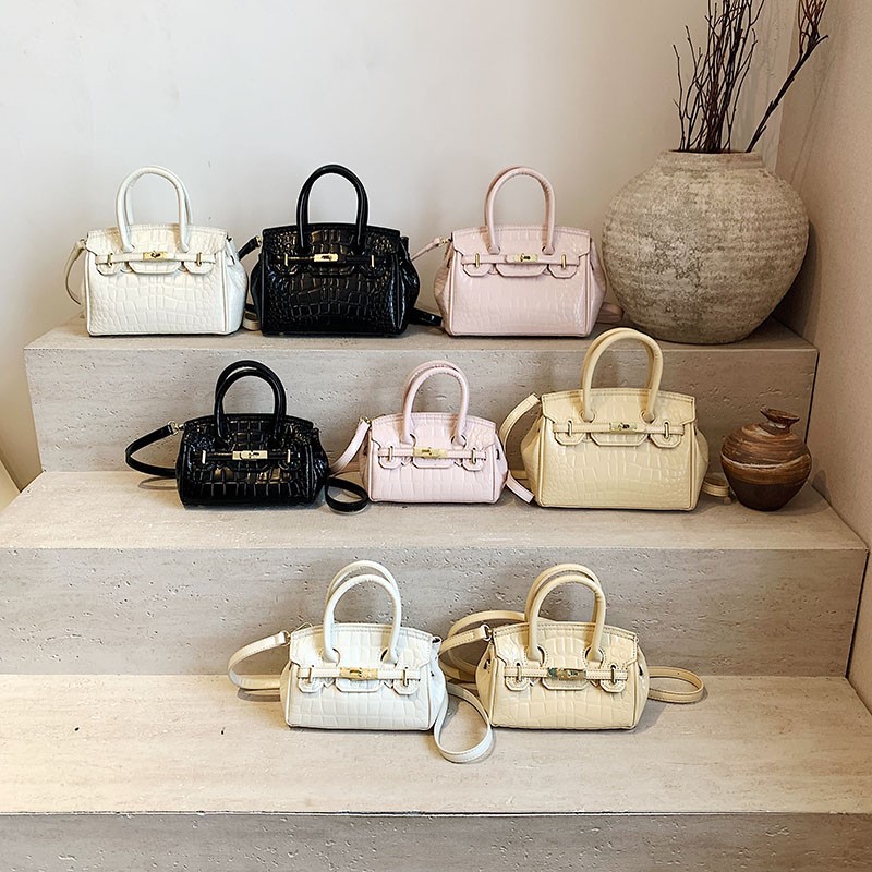 Cross-border retro cocodrilo portátil bolso Kelly mujer 2025 nuevo estilo extranjero de alta moda mochila de hombro