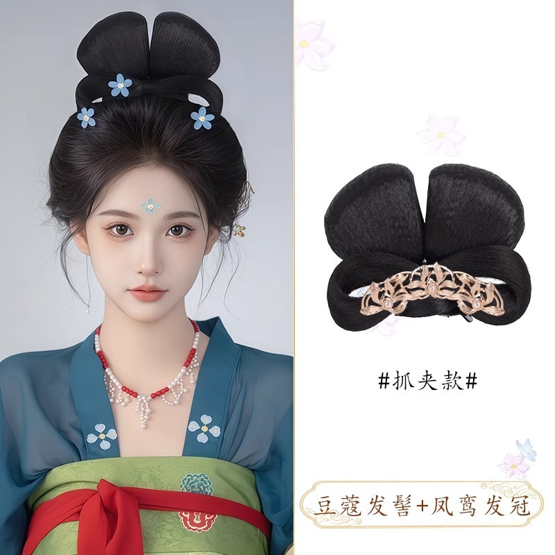 古风汉服假发一体式全套头饰古装唐风抓夹发髻懒人盘发垫发包造型|undefined