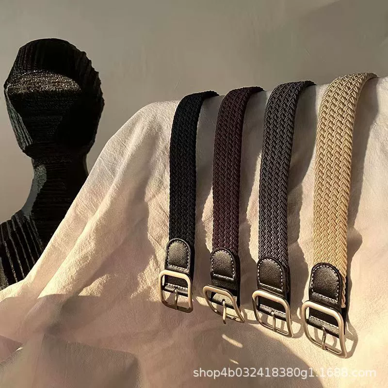 Woven Belt, Unisex Jeans Belt, 3.0 cm Width, Elastic Braided Casual Style, 100 cm