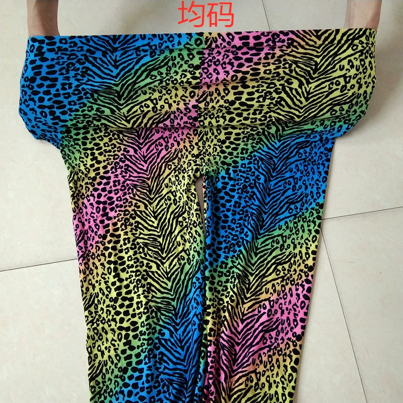 FCCEXIO Leopard Grain Color Print Women Leggings High Elastic Running Sports Leggings Slim Female Casual Trousers Fitness Pants leather leggings