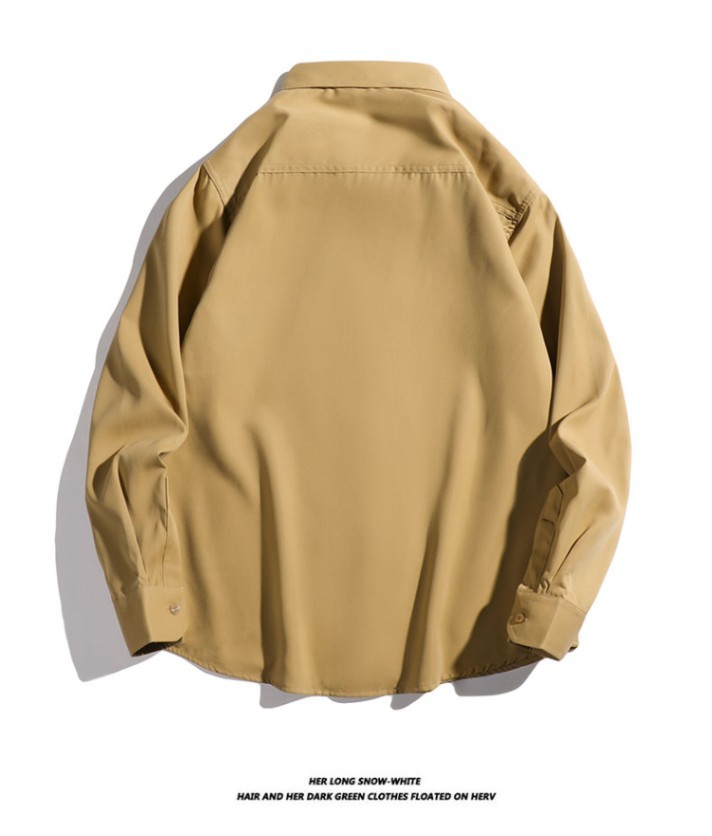 European Style Workwear For Men, Spring And Autumn New Loose Fit Casual Solid Color Shirt Jacket Trendy_viptrois.com