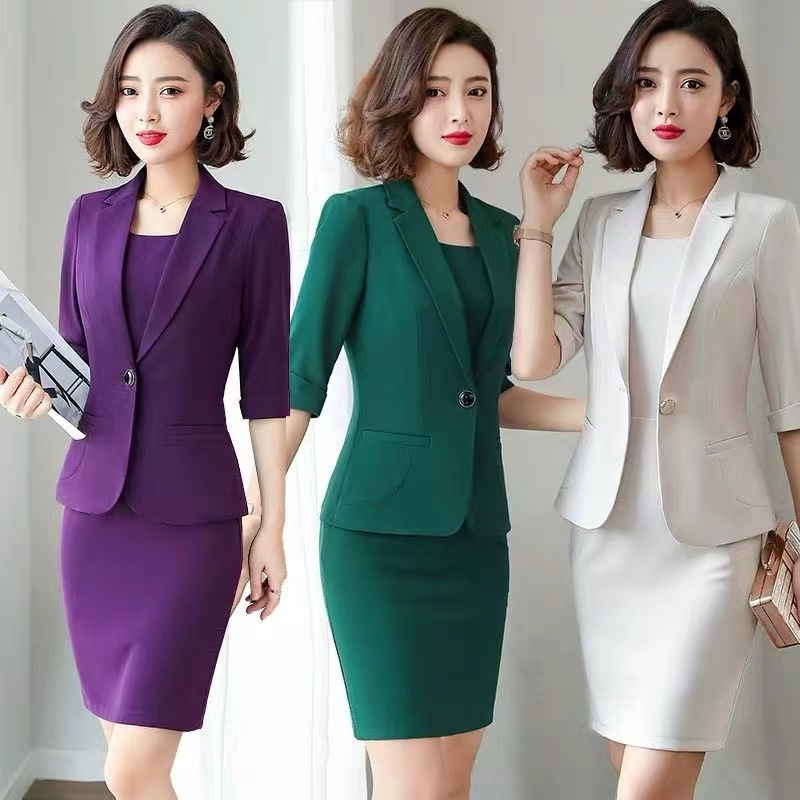 Professional Suits for Spring and Autumn, Women's Elegant British-Style Business Formal Suits and Dresses, Two-Piece Set
