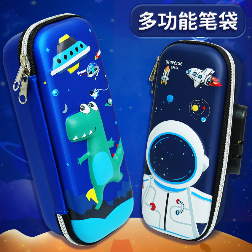 Caja de lápiz de bloqueo de contraseña de gran capacidad EVA3D caja de lápiz tridimensional puede cambiar la contraseña jardín de infantes bolsas de lápiz lindas para hombres y mujeres