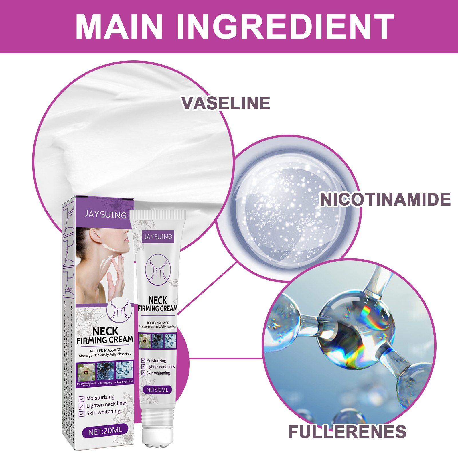 Cremă de înfrumusețare pentru gât Jaysuing cu rolă în formă de V, pentru a atenua liniile fine, a strânge și a ridica aspectul gâtului._voghion.com