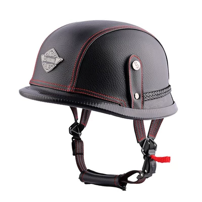 Large Head Circumference Motorcycle Helmet for | Motosiklet kaskı (dəbilqə) - black-and-red-line-single-helmet-m
