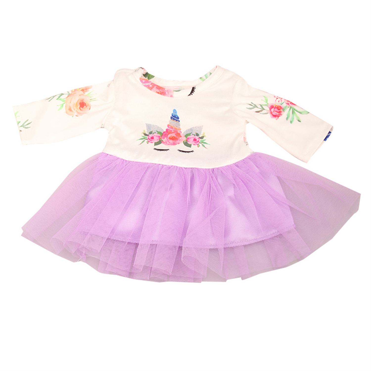 18 pulgadas American Girl Doll Casa de juegos Venta caliente Falda de gasa de unicornio 43cm Ropa de muñeca de renacimiento Falda de gasa de color