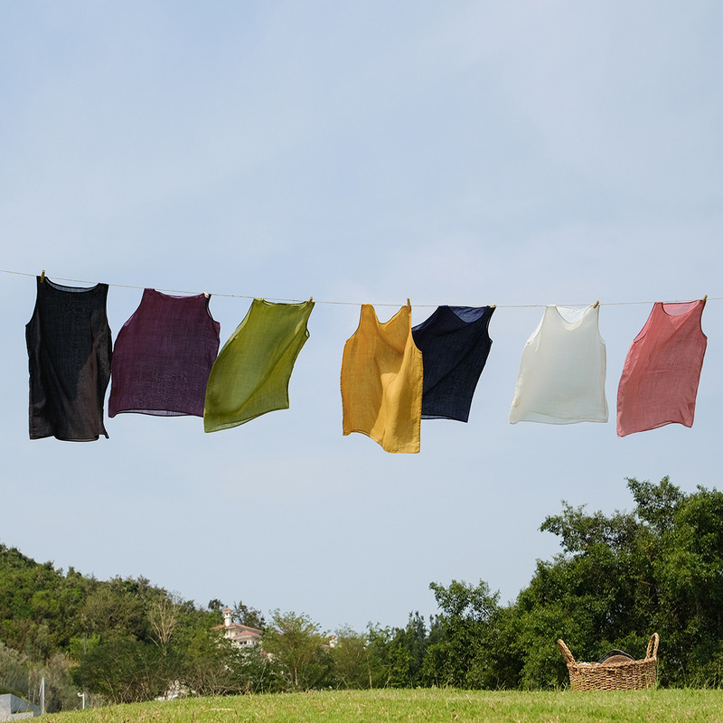 Original 100-Count Ramie Salt-Shrunk Sand-Washed High-Density Fluffy One-Line Collar Layered Bottoming Vest