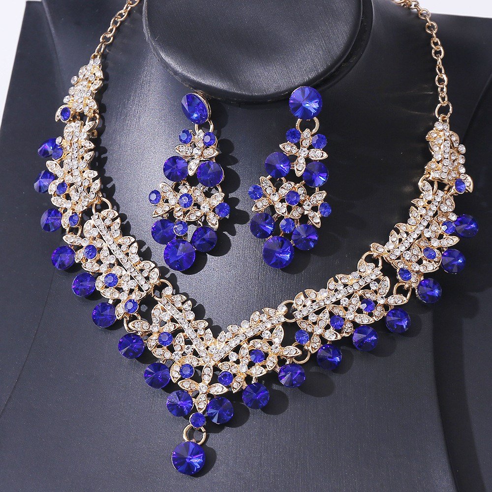 Wedding Occasion Bridal Geometric Alloy Inlay Artificial Crystal Rhinestones Women's Earrings Necklace