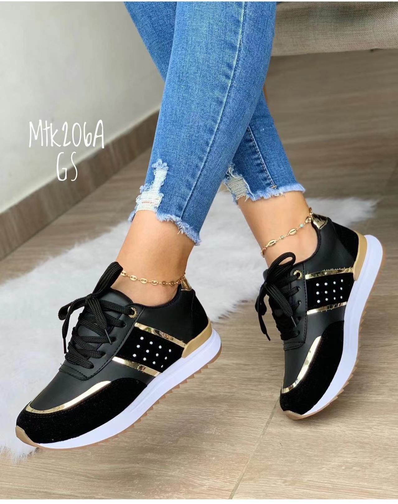 22 otoño nuevo europeo y americano más tamaño grueso color inferior a juego europeo y americano casual bajo superior zapatilla de deporte en stock comercio exterior zapatilla de deporte mujeres