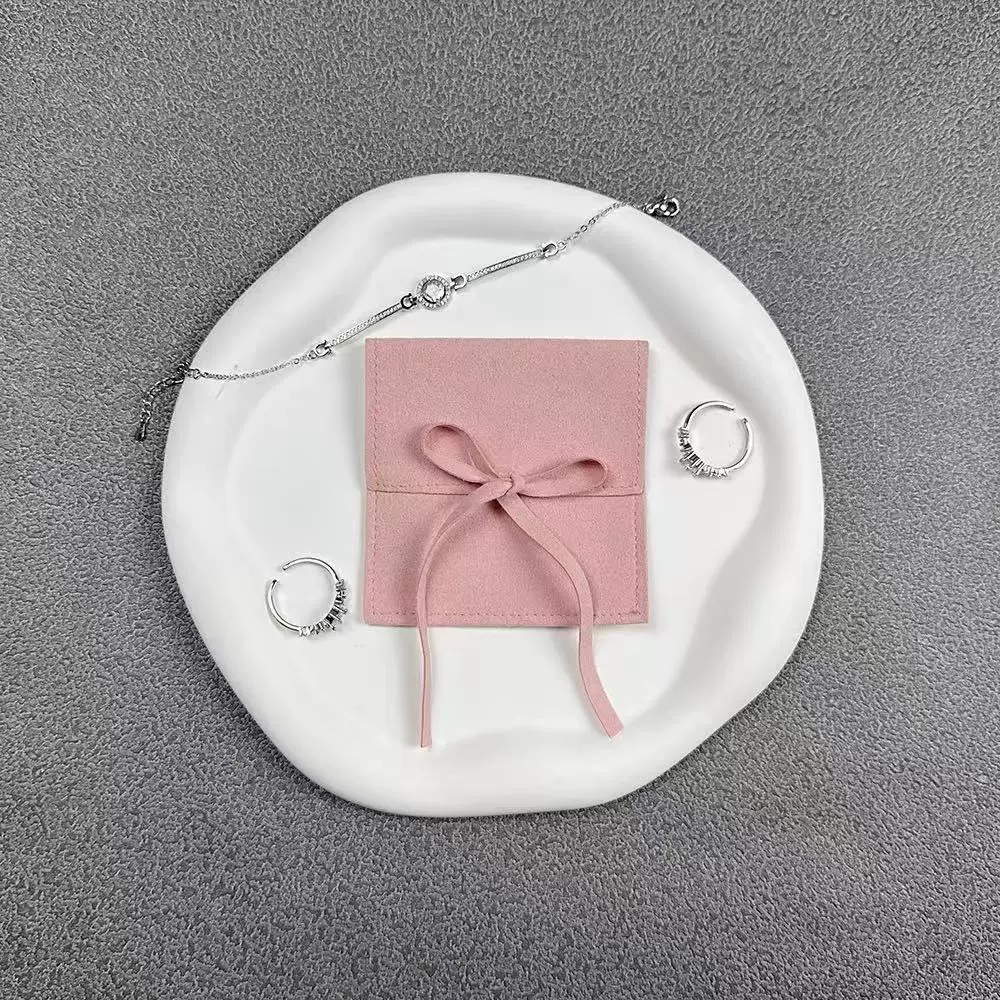 批发定制迷你彩色蝴蝶结超纤绒布袋收戒指耳环项链包装袋可印logo