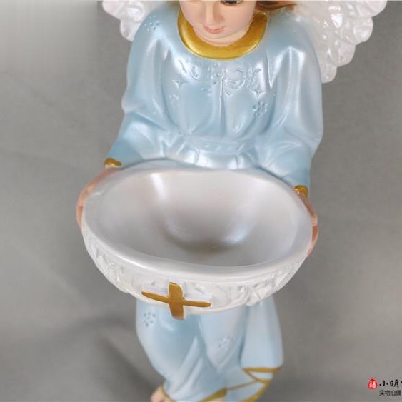 33cm ángel de agua sagrada colgante de resina iglesia gabinete de televisión de pared artesanía 30 - 40