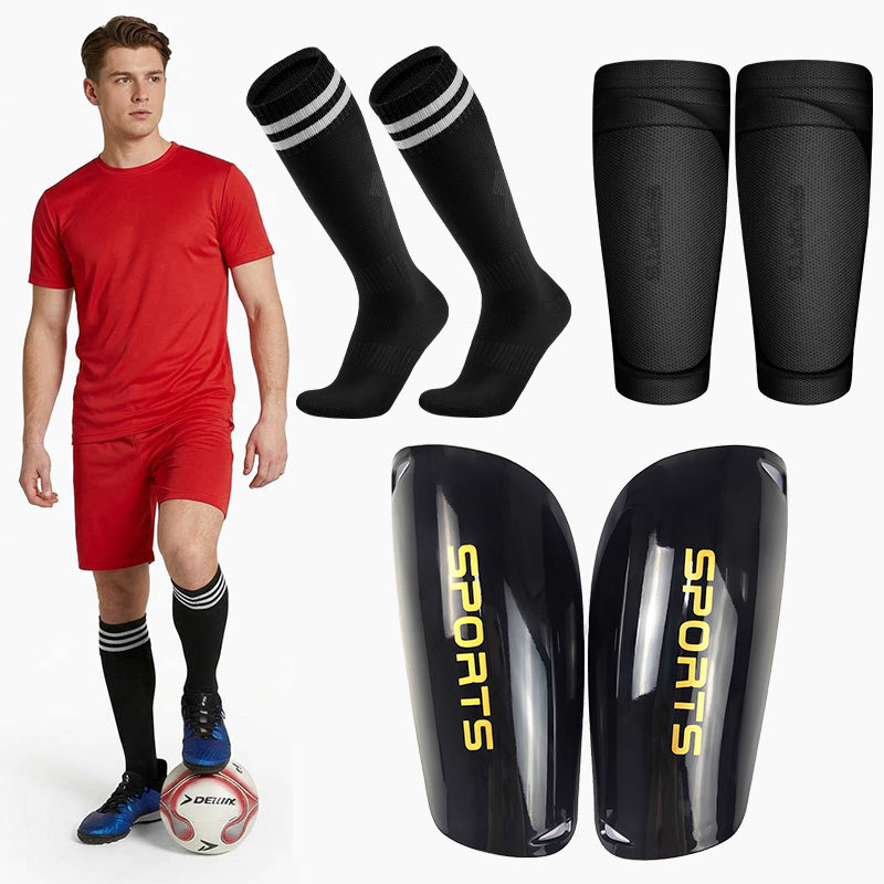 Cross-Border Double-Layer High-Elastic Football Socks with Invisible Pocket Design, Leg Protection Socks, Sports Leg Guards, Bottomless Sock Tubes Wholesale